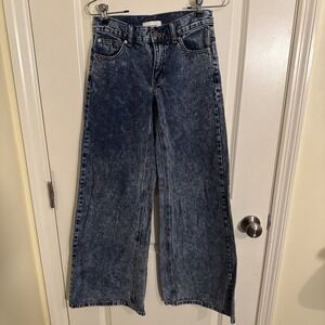 Urban Outfitters Wide Leg Flare Jeans - Dark Wash Blue